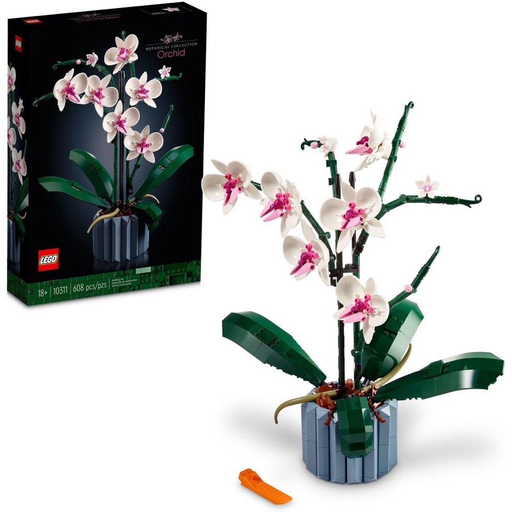 LEGO orchid Set with White and Pink Flowers